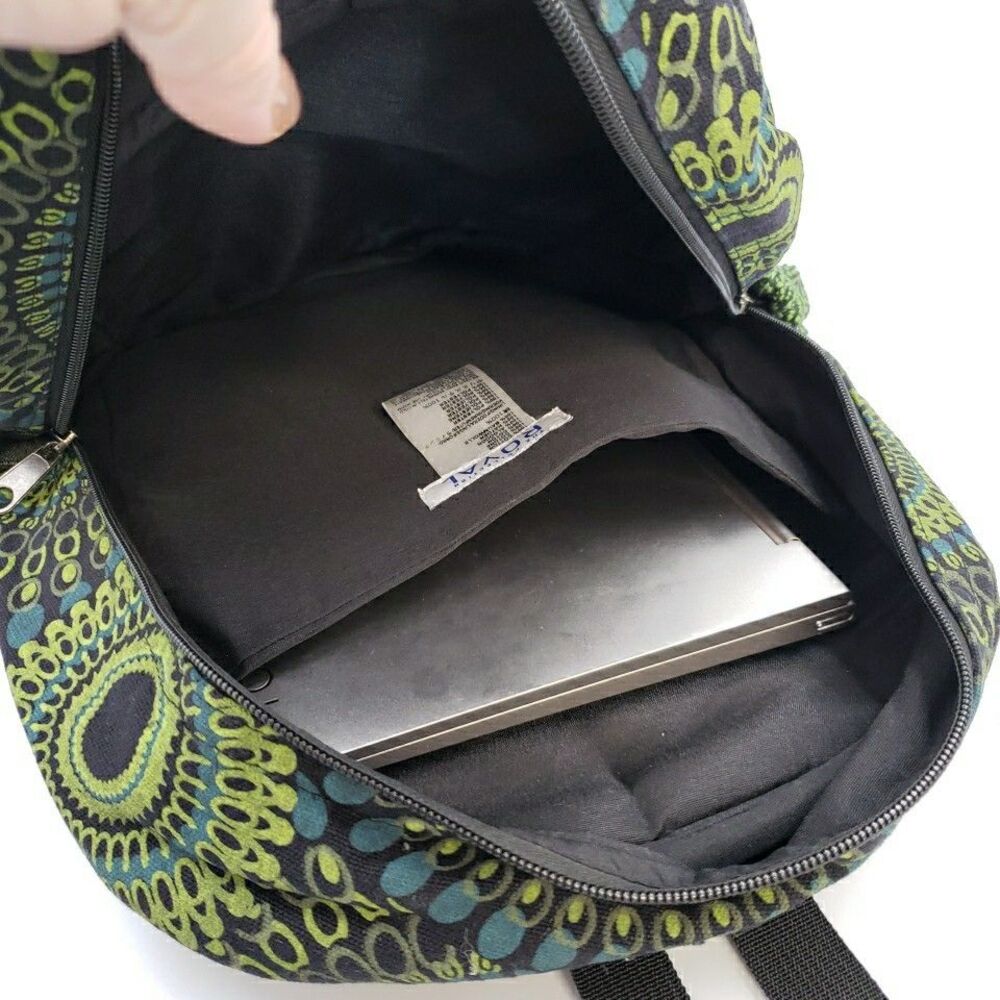 Peacock Mandala Laptop Backpack Travel Bag Lightweight Himalayan Cotton Colorful - Picture 14 of 16